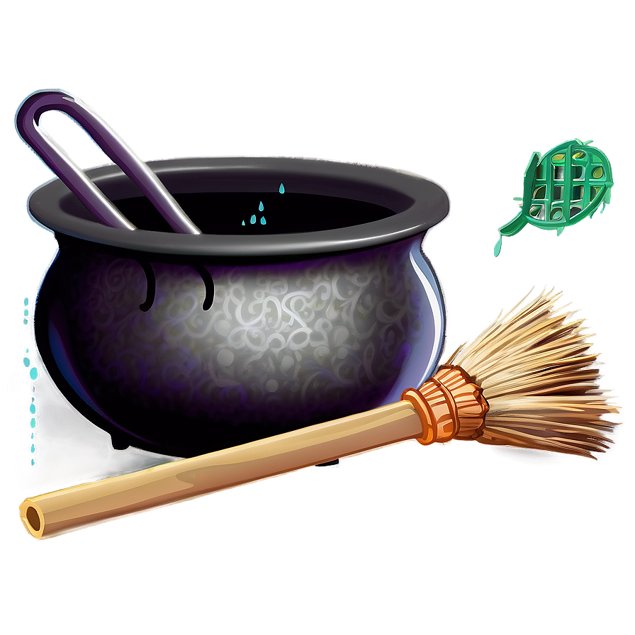 Witch Cauldron And Broomstick Png 06292024