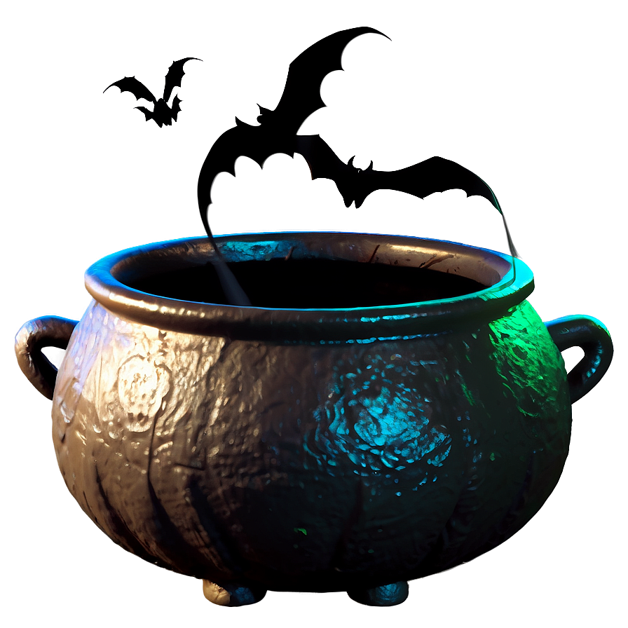 Witch Cauldron With Bats Png Hmn87