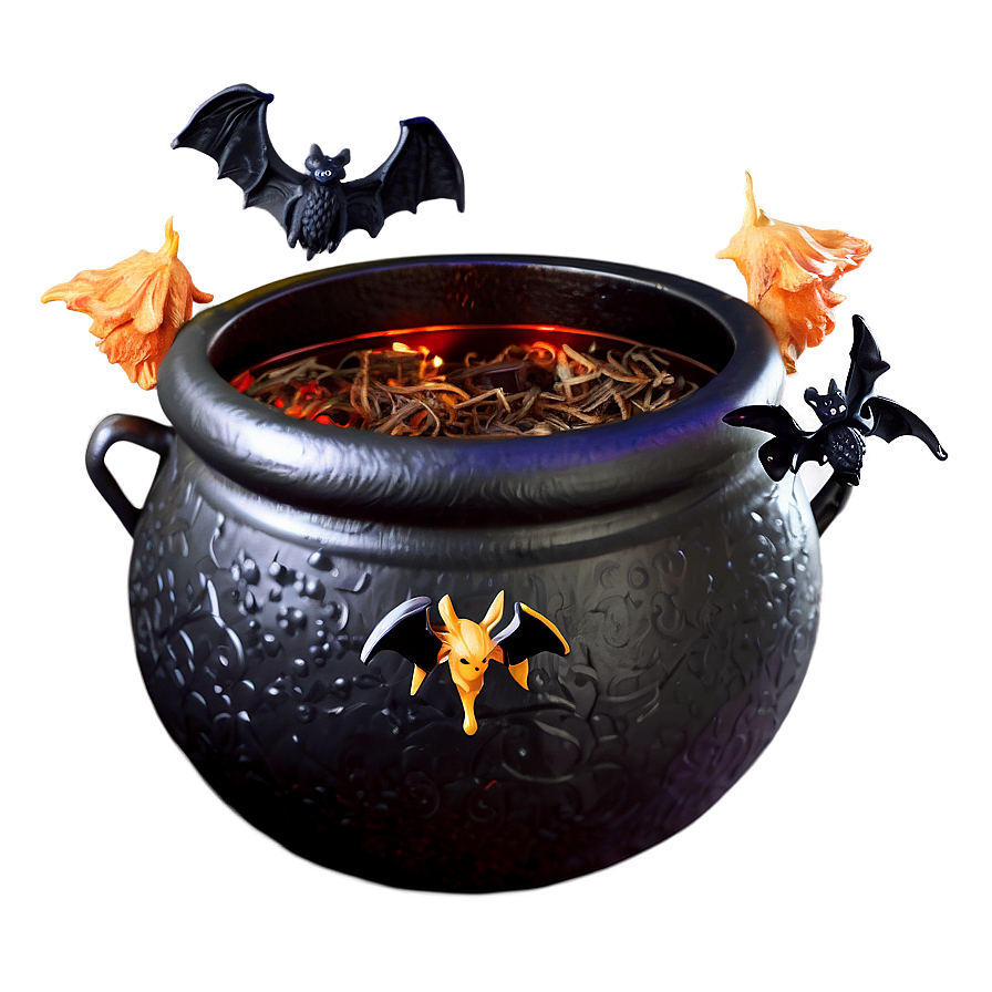 Witch Cauldron With Bats Png Tsh