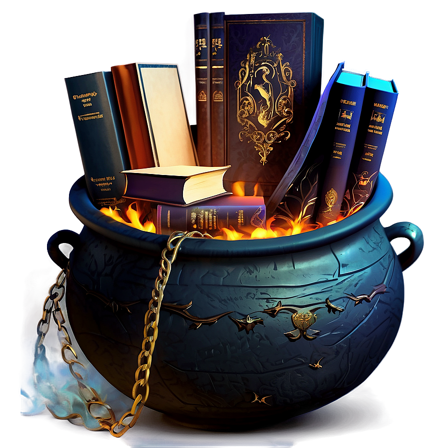 Witch Cauldron With Books Png 06292024