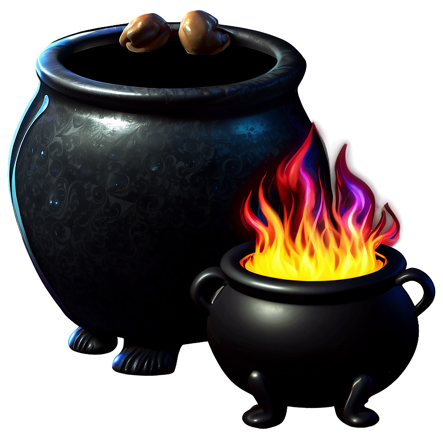 Witch Cauldron With Books Png Ngp57