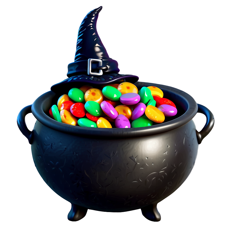 Witch Cauldron With Candy Png 06292024