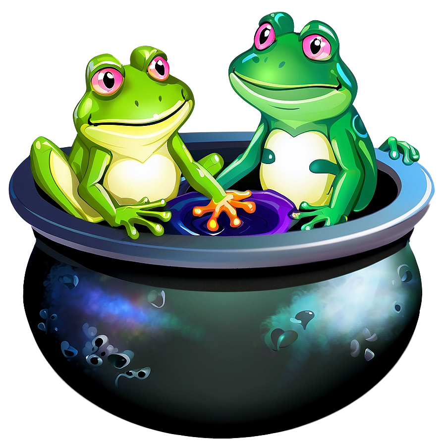 Witch Cauldron With Frogs Png 2