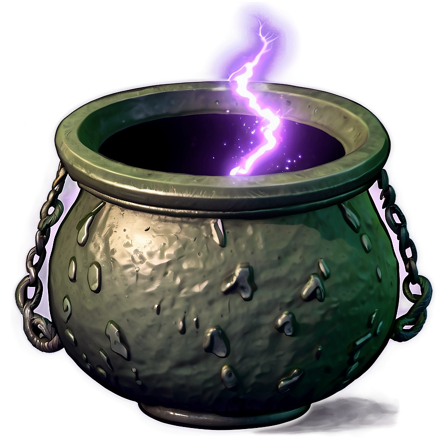 Witch Cauldron With Lightning Png Awi