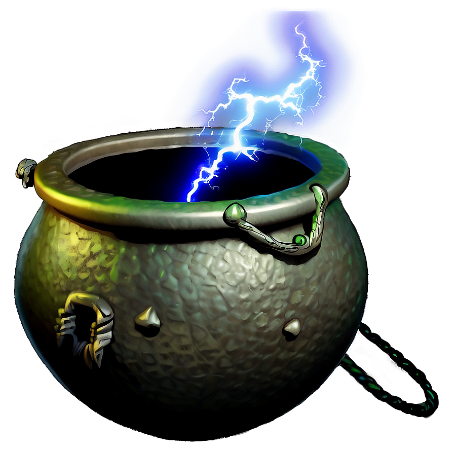 Witch Cauldron With Lightning Png Xol