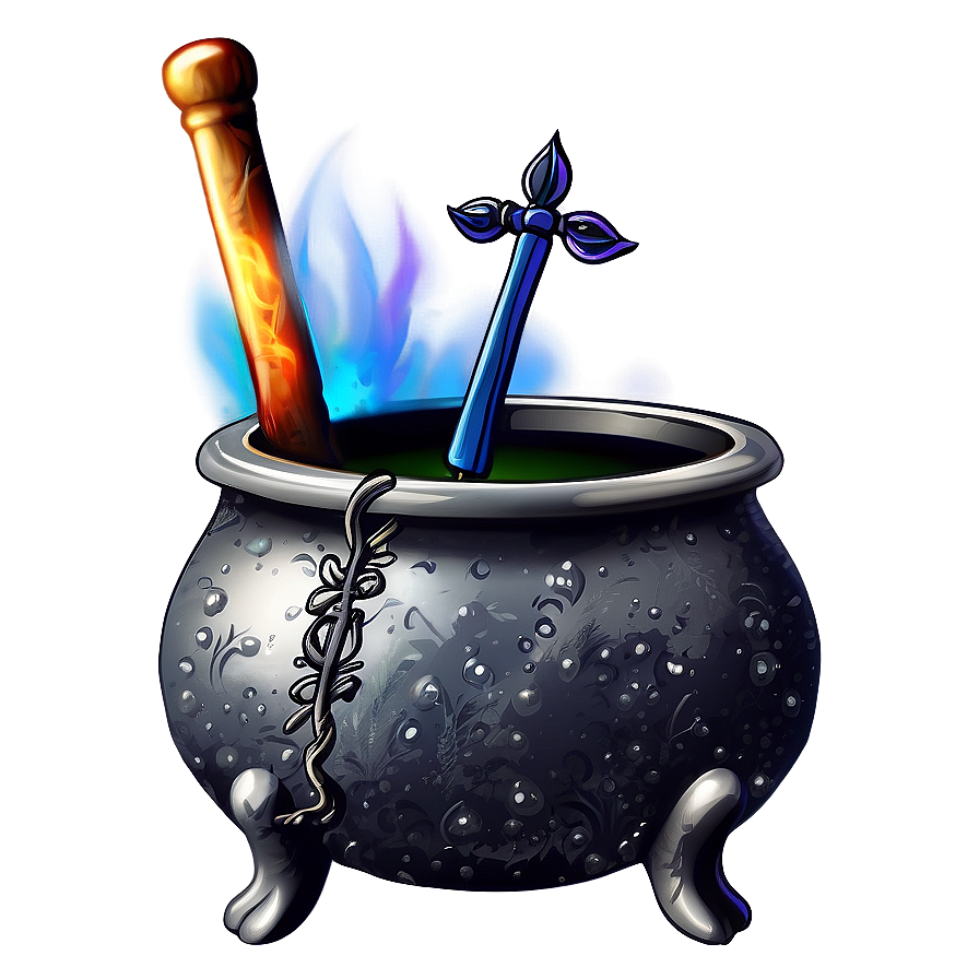 Witch Cauldron With Magic Wand Png Yuy