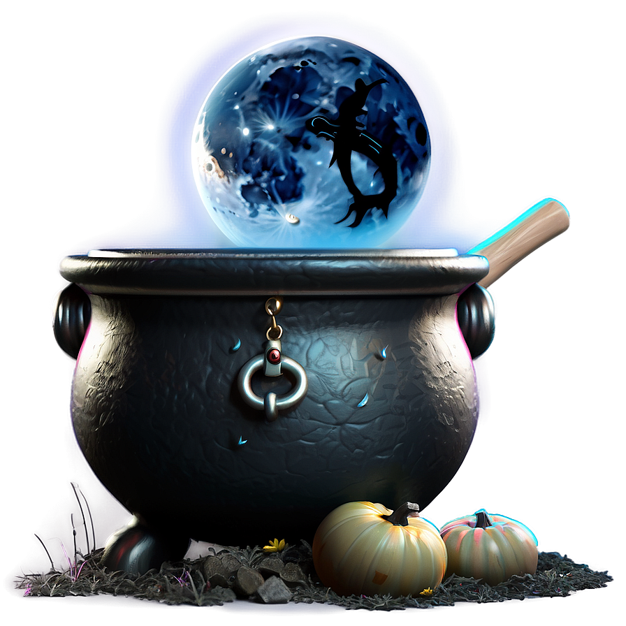 Witch Cauldron With Moon Background Png 06292024