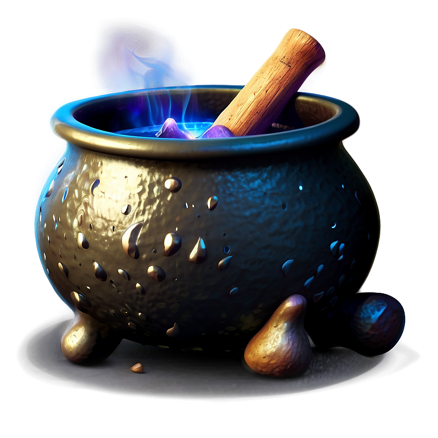 Witch Cauldron With Mystical Light Png Aod20