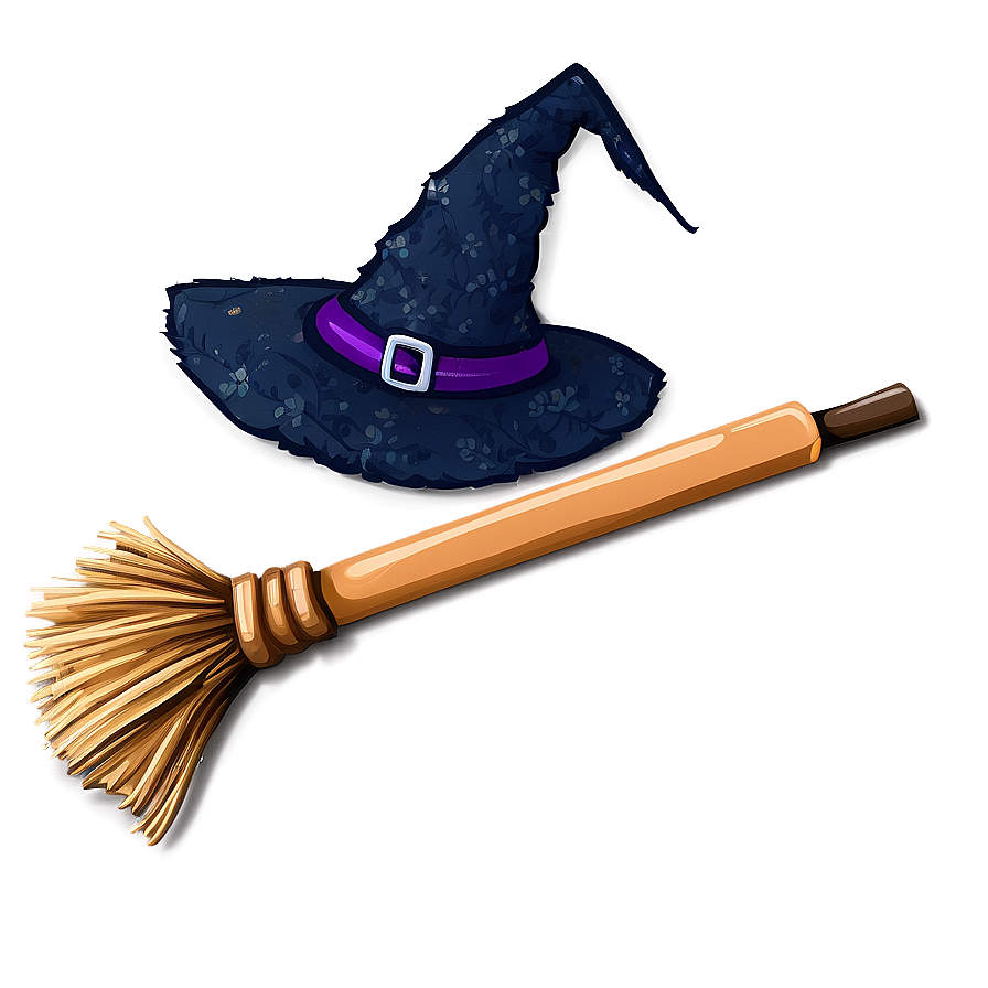 Witch Hat On Broomstick Png 06292024