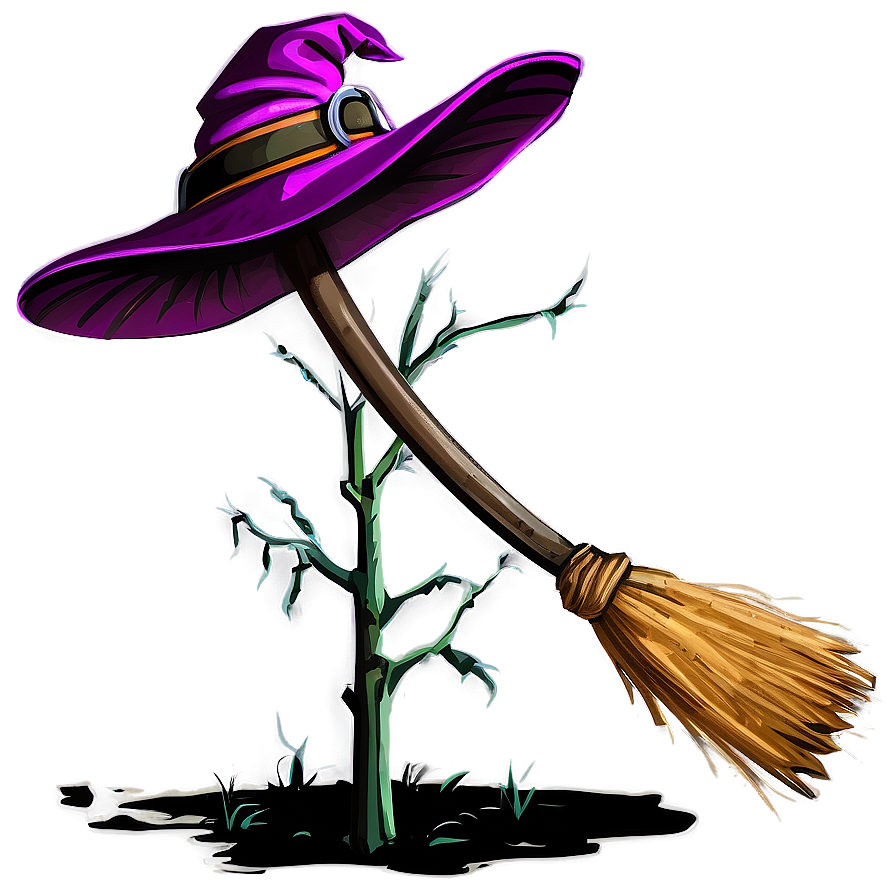 Witch Hat On Broomstick Png Apw6