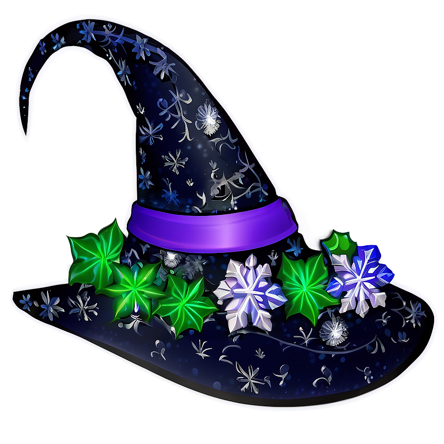 Witch Hat With Snowflakes Png Jjp