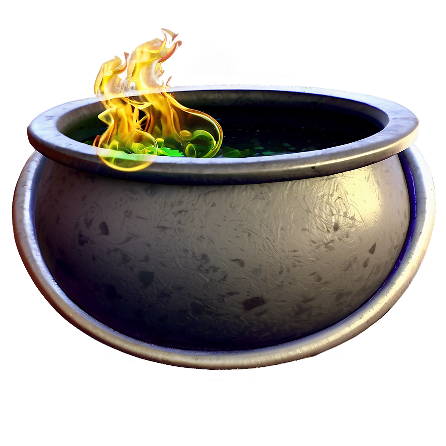 Witch's Cauldron With Flames Png Oij