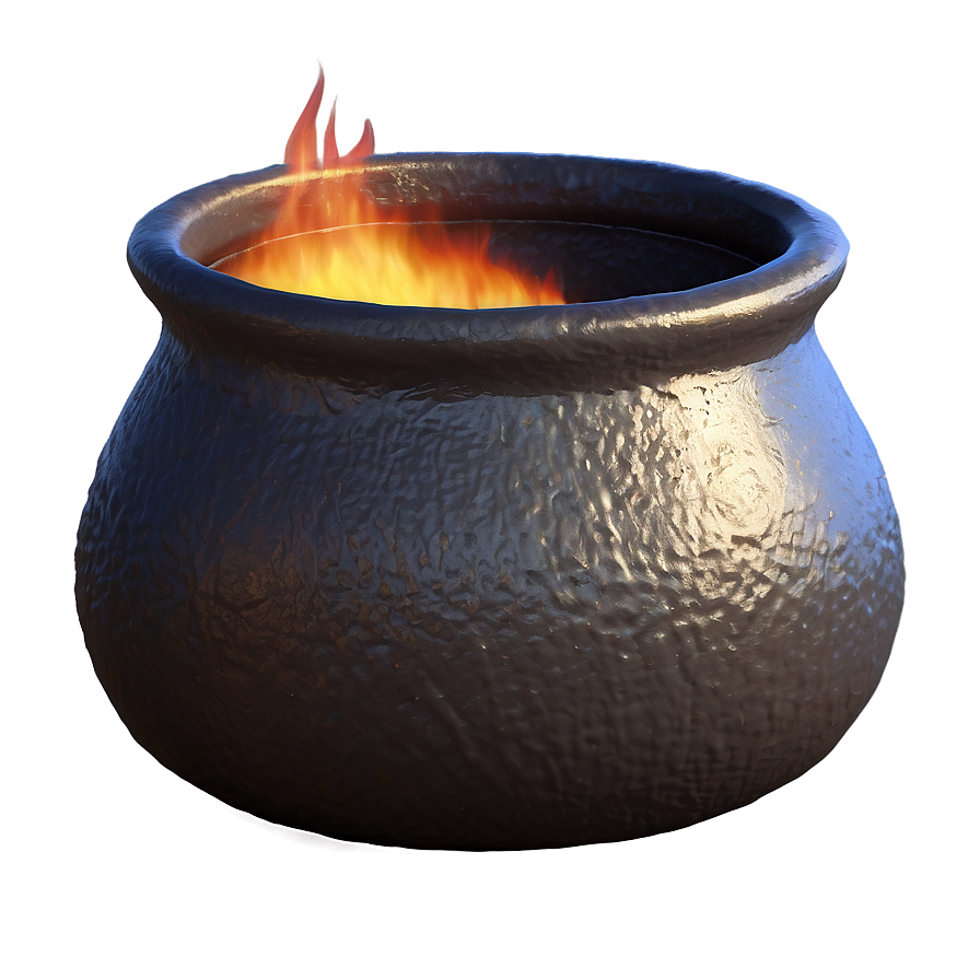 Witch's Cauldron With Flames Png Rxb