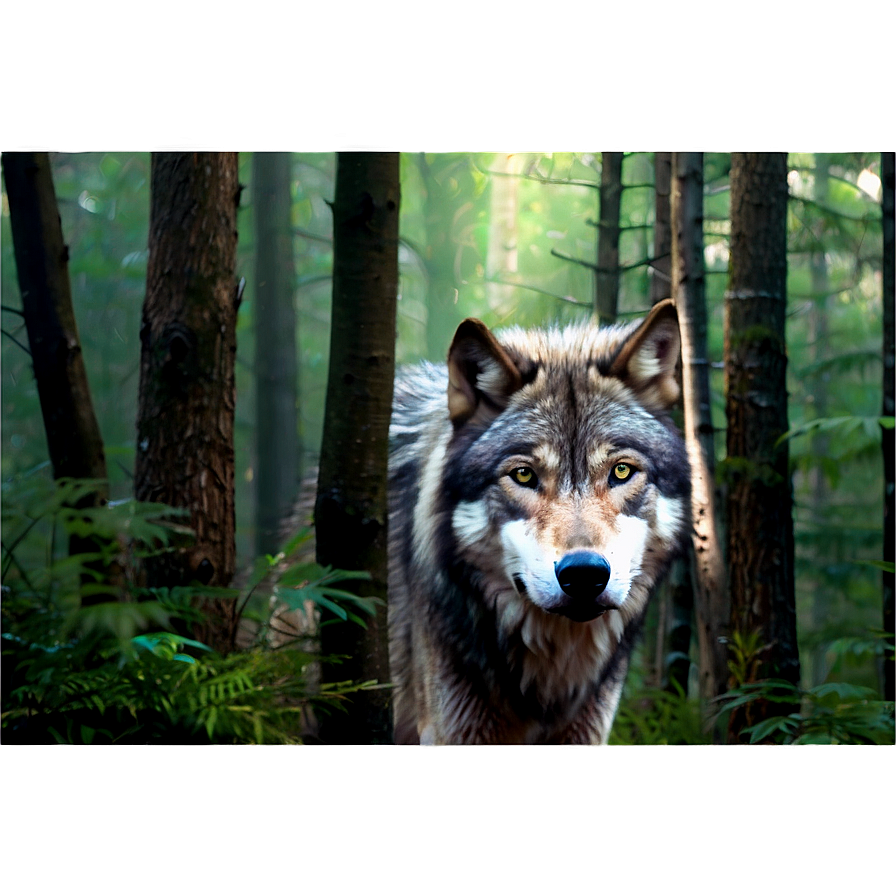 Wolf Face In A Forest Background Png Ieh15