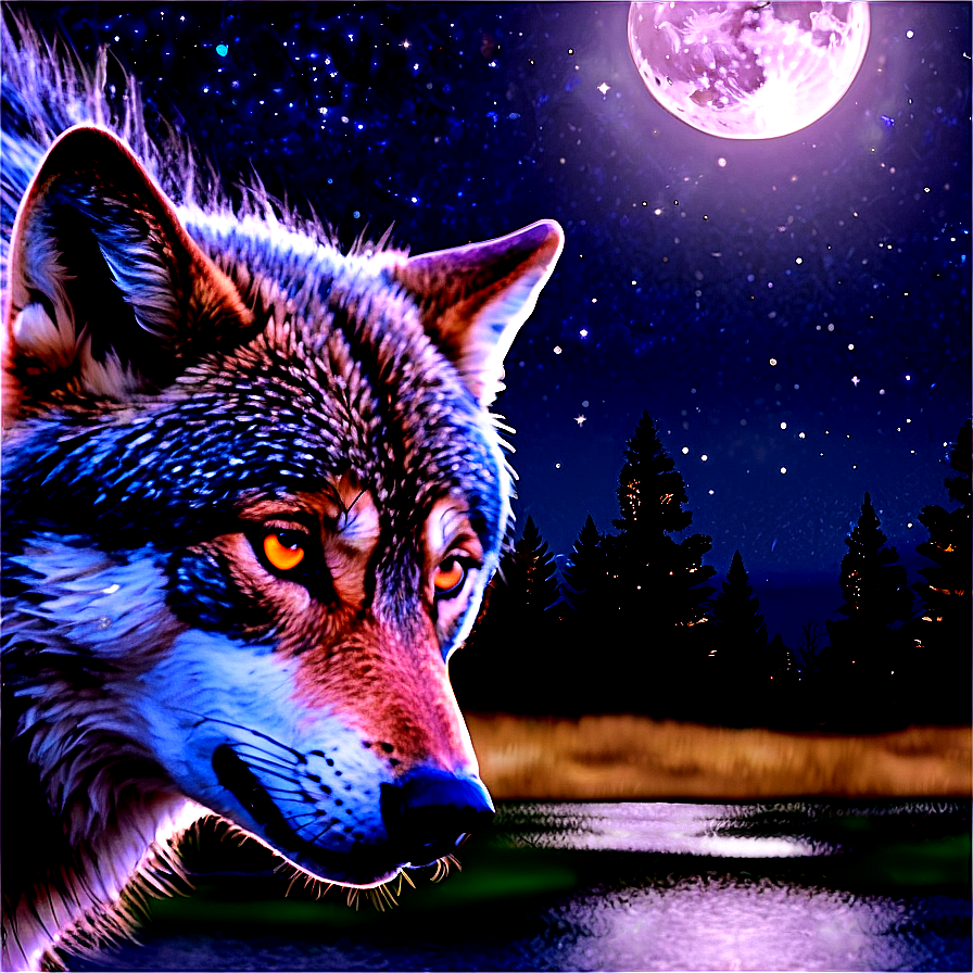 Wolf Face In Moonlight Png 06292024