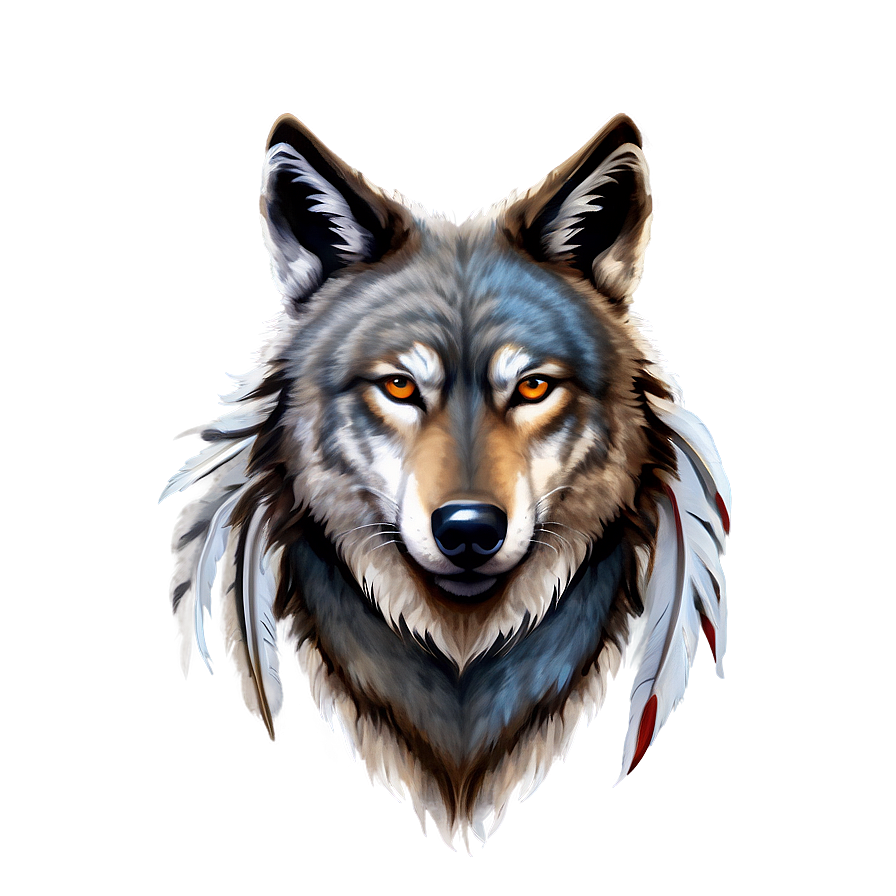 Wolf Face With Feathers Png Dsn82