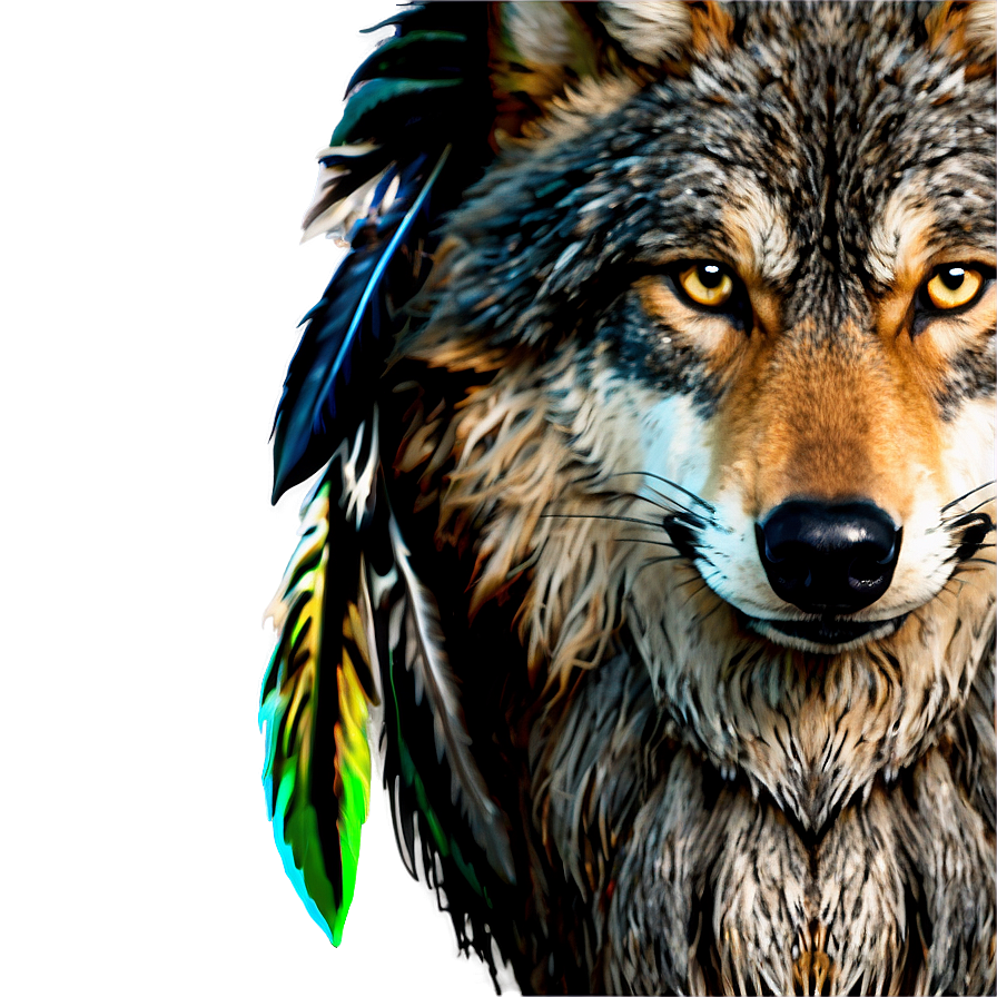 Wolf Face With Feathers Png Txe68