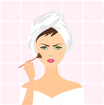 Woman Applying Makeup Vector