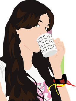 Woman Drinking From Cup Illustration