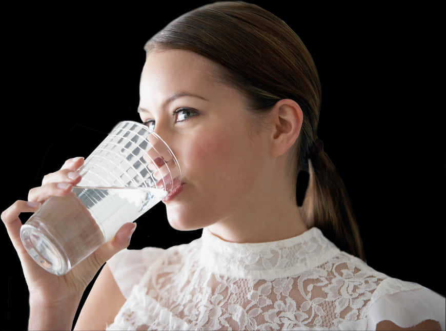 Woman Drinking Water Glass