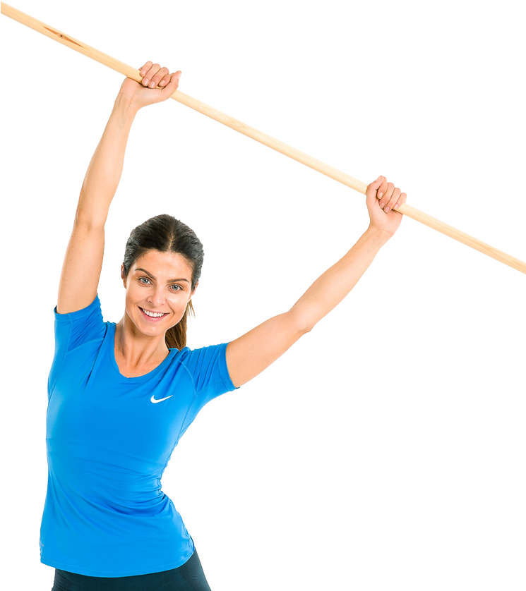 Woman Exercising With Stretching Stick