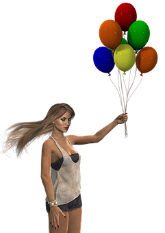 Woman Holding Colorful Balloons