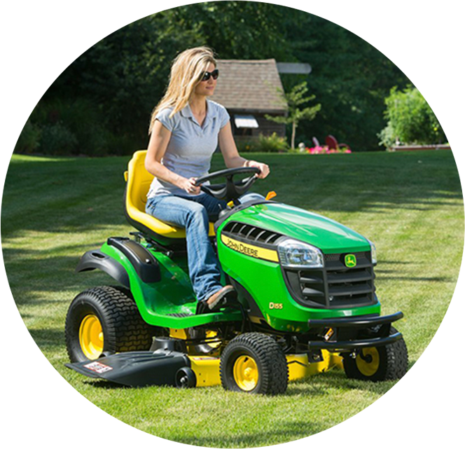 Woman Operating Riding Lawnmower