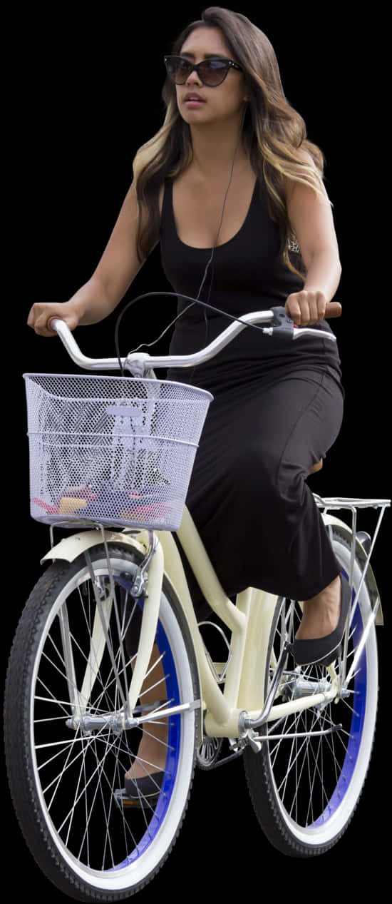 Woman Riding Bicycle Casual Attire