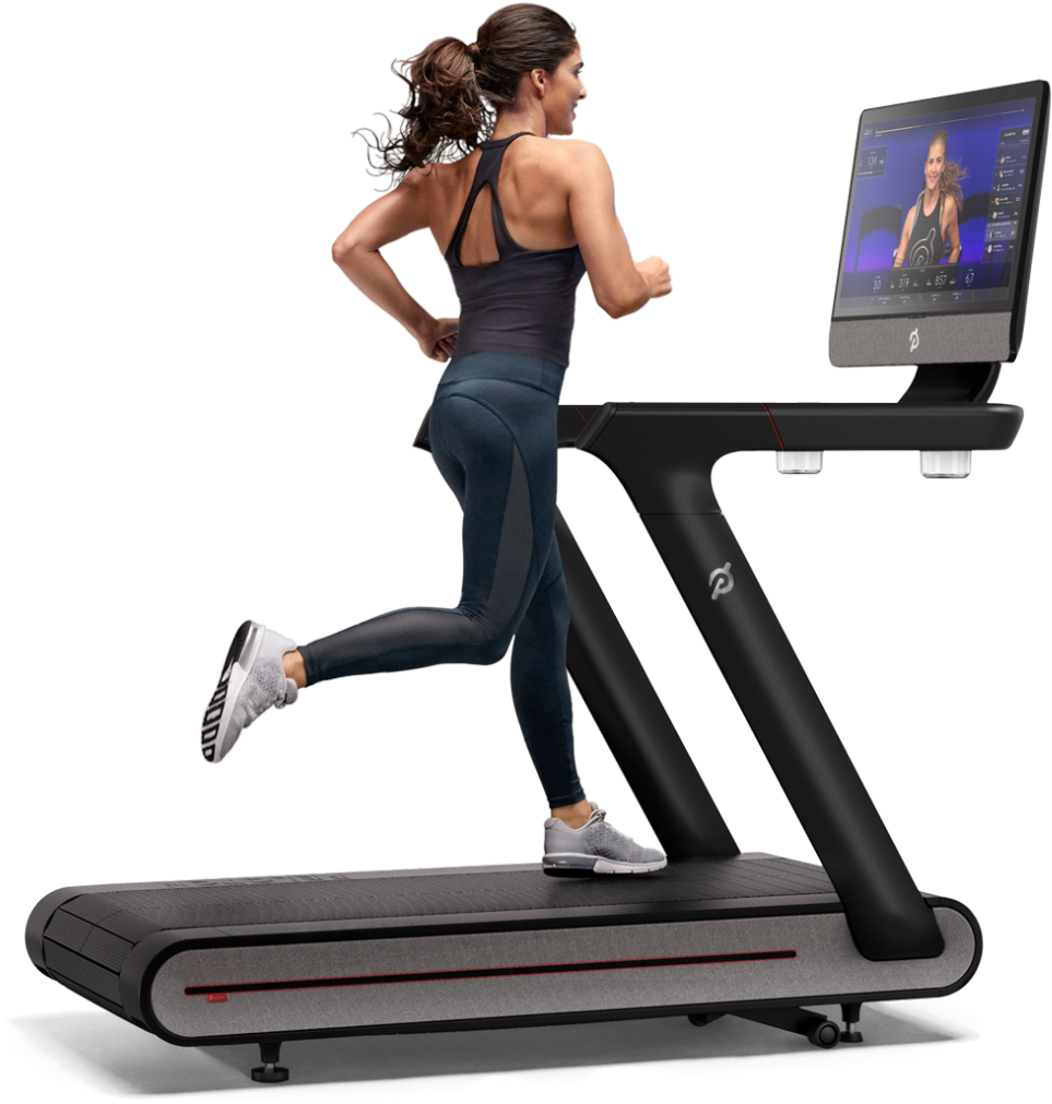 Woman Runningon Interactive Treadmill