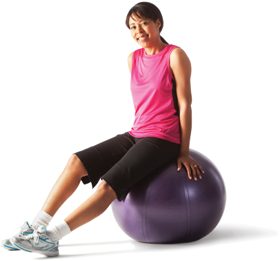 Woman Sittingon Fitness Ball