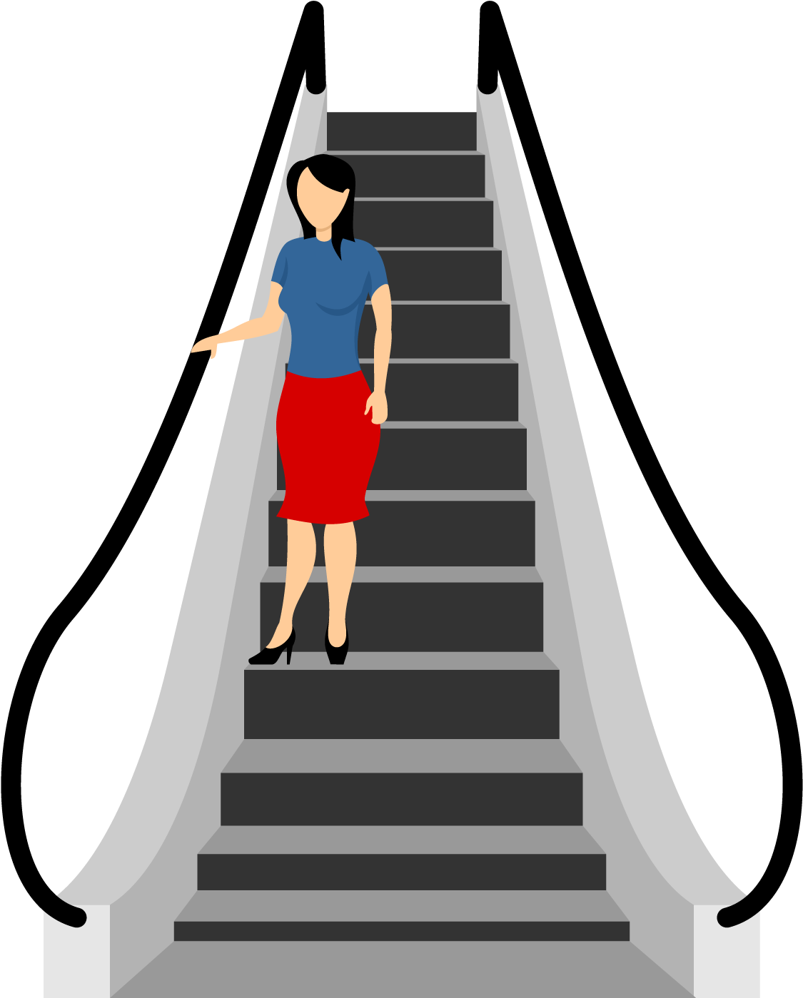 Woman Standingon Escalator