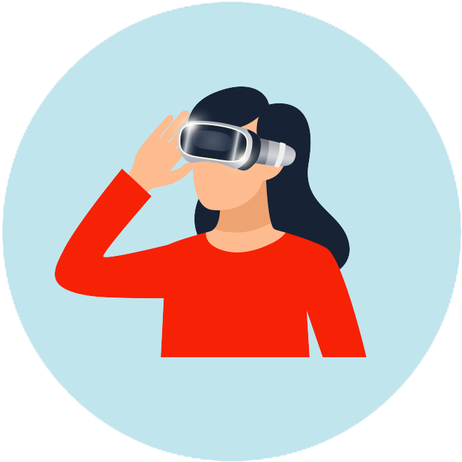 Woman Using Virtual Reality Headset