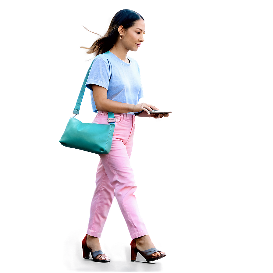 Woman Walking With Phone Png 06132024