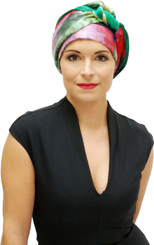 Woman Wearing Colorful Head Bandana