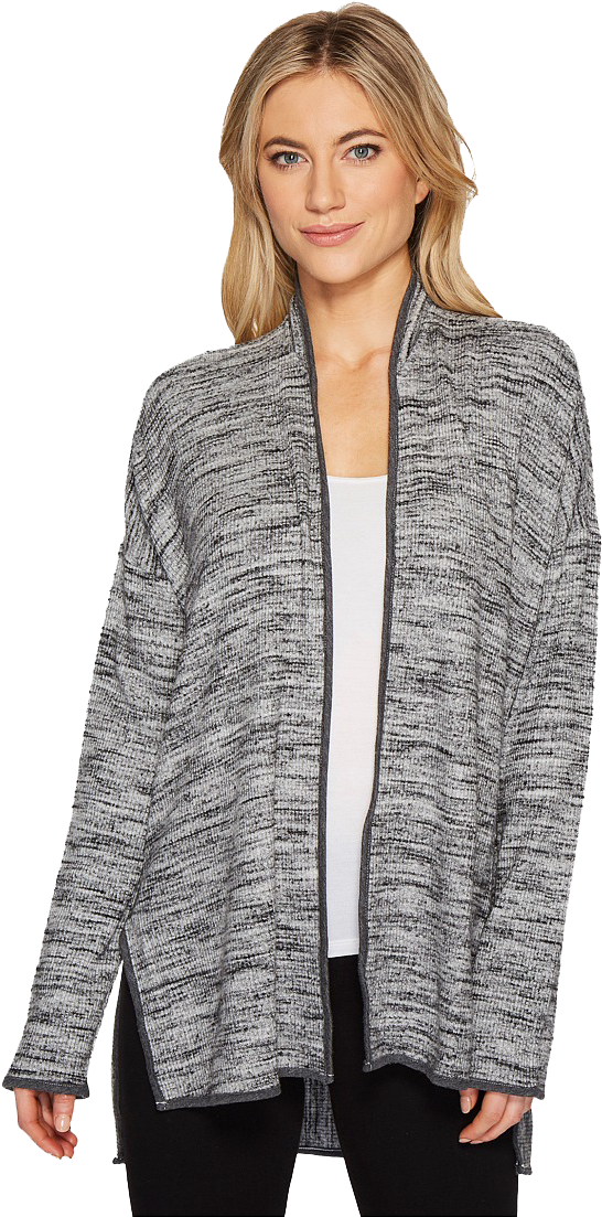 Womanin Gray Cardigan