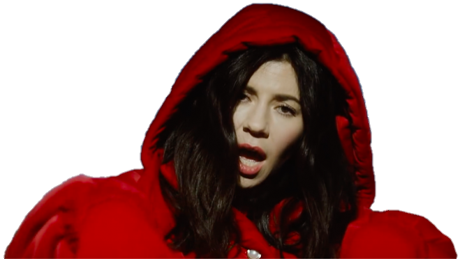 Womanin Red Hoodie Winking