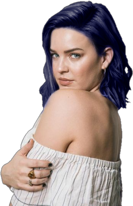 Womanwith Blue Hair Glance Over Shoulder