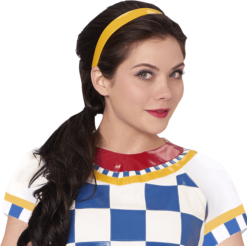 Womanwith Headbandand Checkered Dress