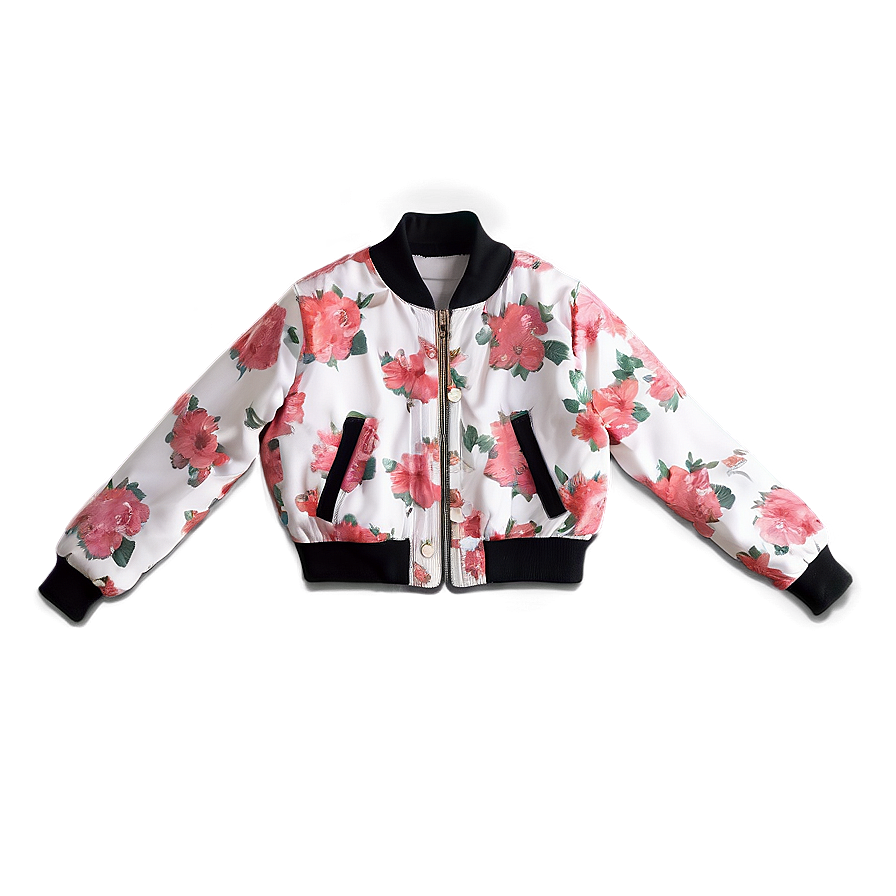 Women's Floral Bomber Jacket Png 76