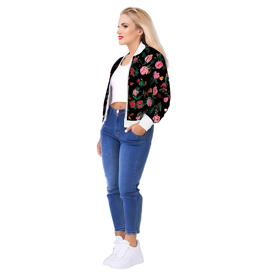 Women's Floral Bomber Jacket Png Fmr50