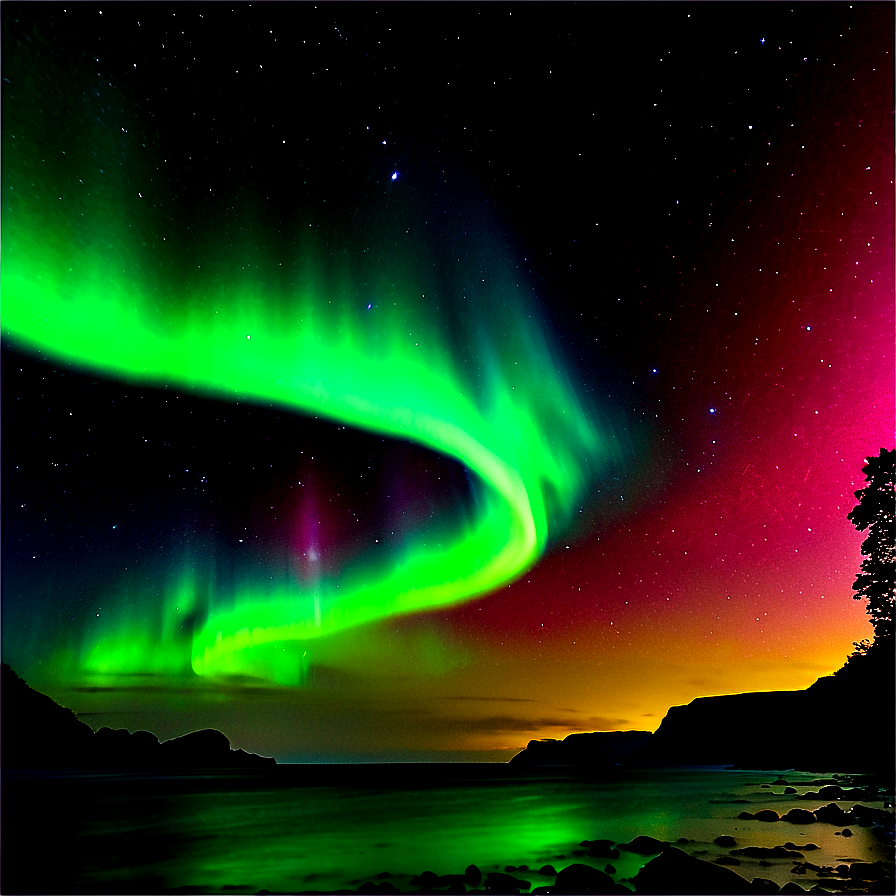 Wondrous Aurora Over Cliffs Png 96