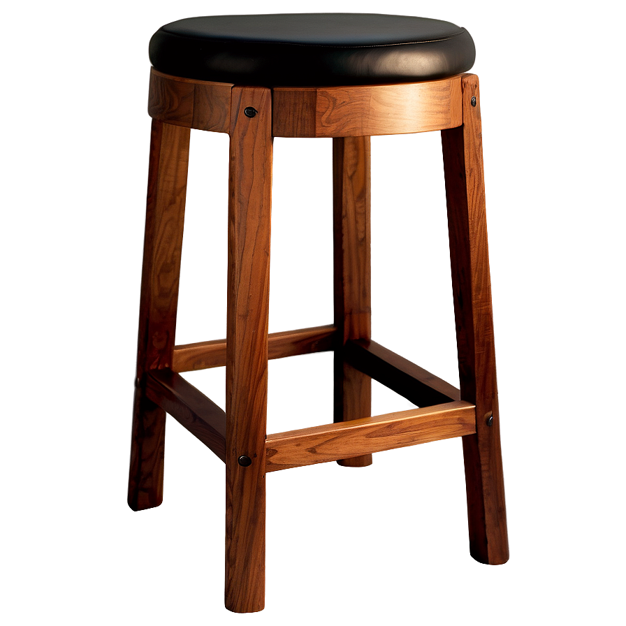 Wooden Barstool With Backrest Png 4