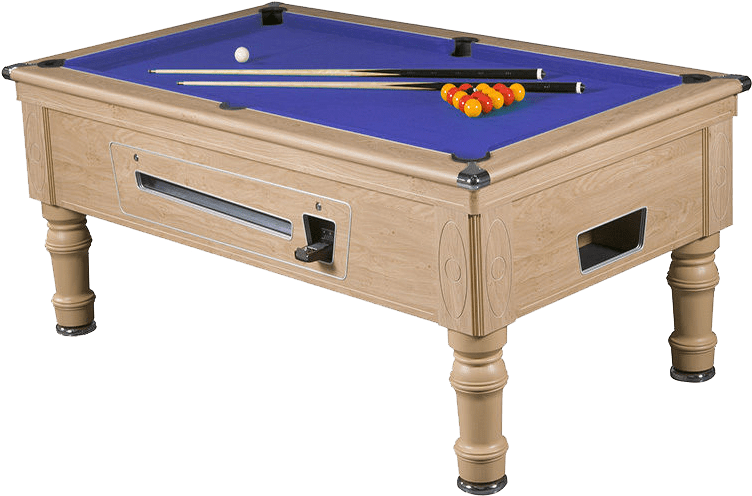 Wooden Blue Felt Pool Table