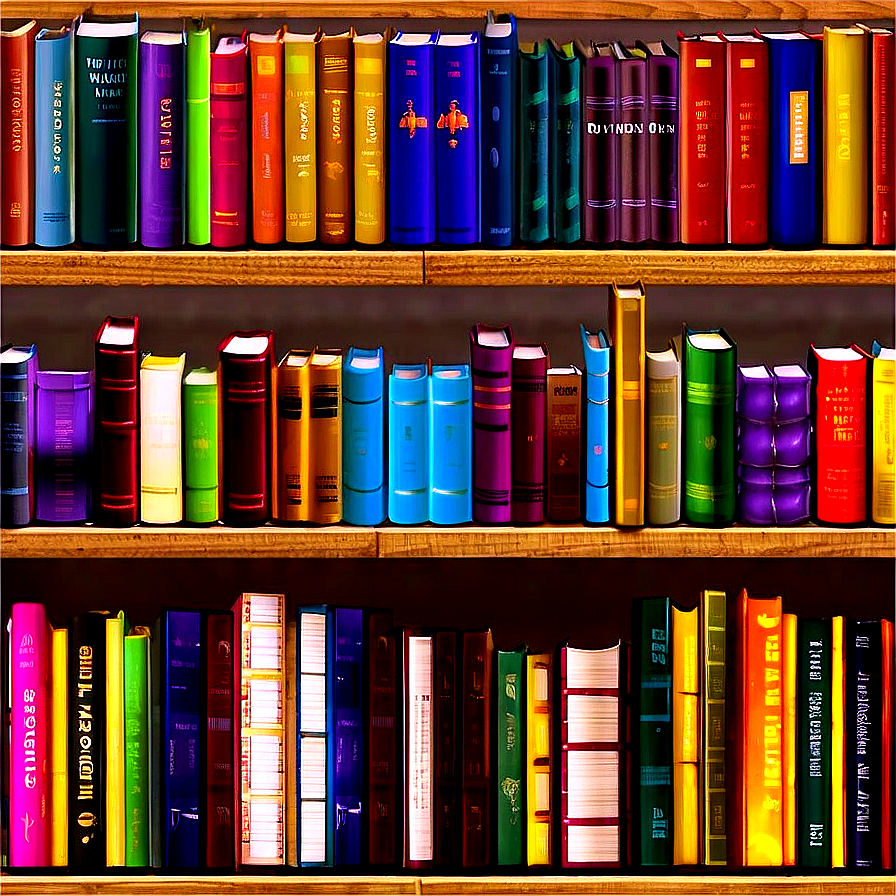 Wooden Bookshelf Books Png 11