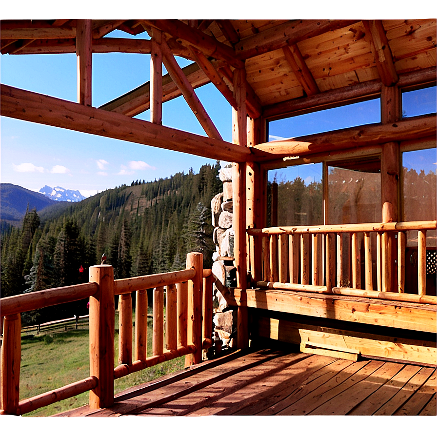 Wooden Cabin Porch View Png Fbq