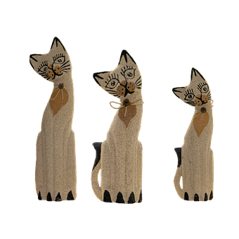 Wooden Cat Figurineson Black Background