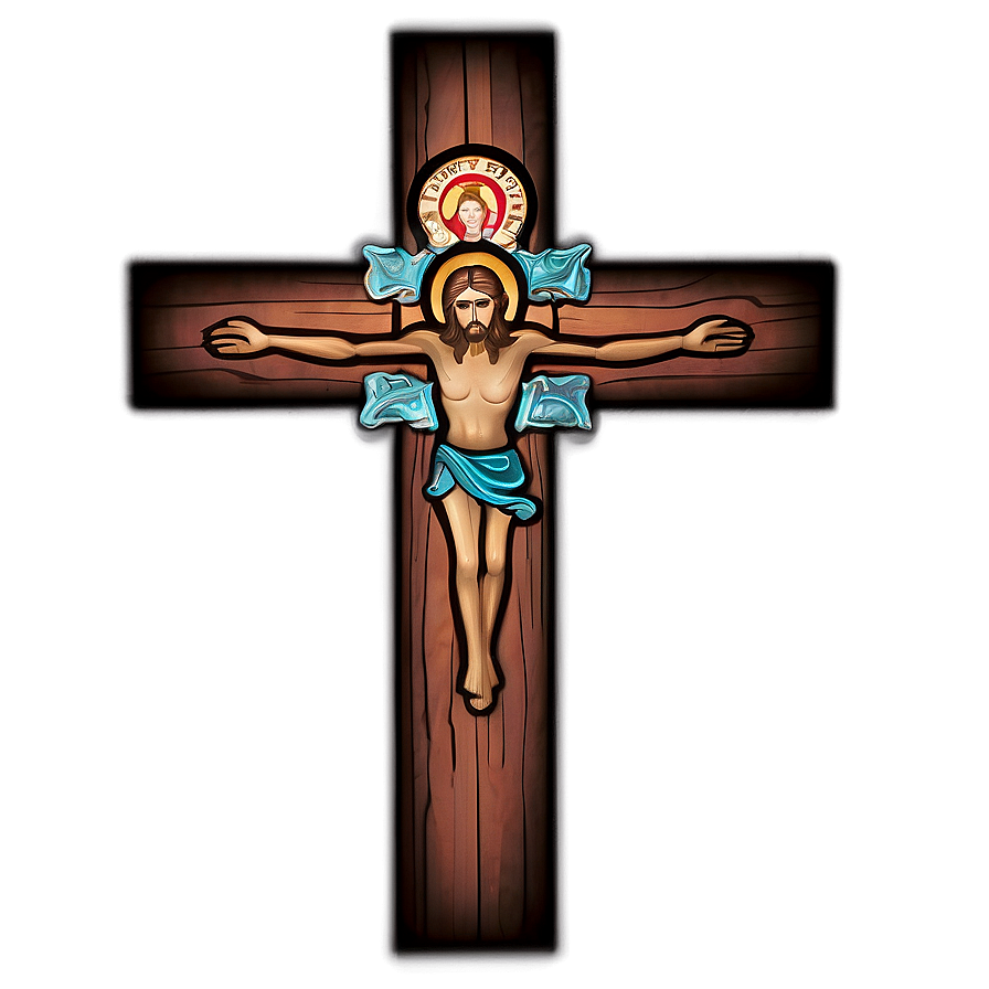 Wooden Catholic Cross Graphic Png 06122024