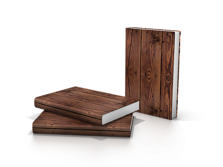 Wooden Cover Bookson Black Background