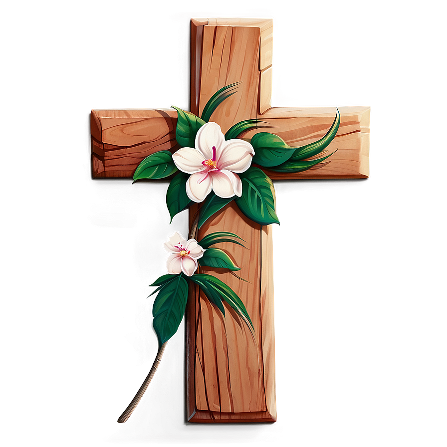 Wooden Cross With Flowers Png Xui