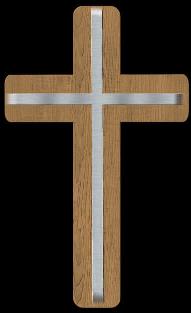 Wooden Crosswith Metal Inlay